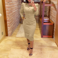 Slim Long Sleeve Bubble Sleeve Dress - Thumbnail 2