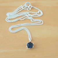 BOXED GIFT /925 Sapphire (Lab Created) Pendant & Chain/Sapphire Jewelry/Silver Sapphire Necklace/Sapphire Pendant/Sapphire Gift/UK - Thumbnail 2