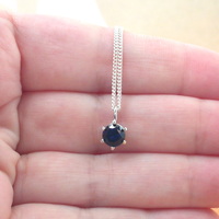 BOXED GIFT /925 Sapphire (Lab Created) Pendant & Chain/Sapphire Jewelry/Silver Sapphire Necklace/Sapphire Pendant/Sapphire Gift/UK - Thumbnail 3