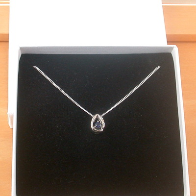 Boxed gift /925 sapphire (lab created) pendant & chain/sapphire jewelry/silver sapphire necklace/sapphire pendant/sapphire gift/uk