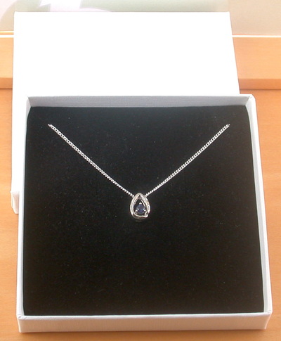 BOXED GIFT /925 Sapphire (Lab Created) Pendant & Chain/Sapphire Jewelry/Silver Sapphire Necklace/Sapphire Pendant/Sapphire Gift/UK