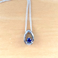 BOXED GIFT /925 Sapphire (Lab Created) Pendant & Chain/Sapphire Jewelry/Silver Sapphire Necklace/Sapphire Pendant/Sapphire Gift/UK - Thumbnail 1