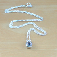 BOXED GIFT /925 Sapphire (Lab Created) Pendant & Chain/Sapphire Jewelry/Silver Sapphire Necklace/Sapphire Pendant/Sapphire Gift/UK - Thumbnail 2