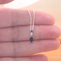 BOXED GIFT /925 Sapphire (Lab Created) & Cz Pendant & Chain/Sapphire Jewelry/Silver Sapphire Necklace/Sapphire Pendant/Sapphire Gift/UK - Thumbnail 4