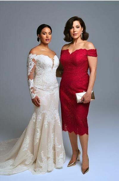 Elegant Burgundy Wine Red Sheath Lace Tea-length Mother Of The Bride/ Groom Dresses Formal Evening Dress