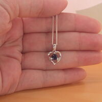 BOXED GIFT /925 Sapphire (Lab Created) Heart Pendant & Chain/Sapphire Jewelry/Silver Sapphire Necklace/Sapphire Pendant/Sapphire Gift/UK - Thumbnail 4