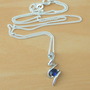 BOXED GIFT /925 Sapphire (Lab Created) Squiggle Pendant & Chain/Sapphire Jewelry/Silver Sapphire Necklace/Sapphire Pendant/Sapphire Gift/UK-2