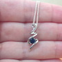 BOXED GIFT /925 Sapphire (Lab Created) Squiggle Pendant & Chain/Sapphire Jewelry/Silver Sapphire Necklace/Sapphire Pendant/Sapphire Gift/UK-3