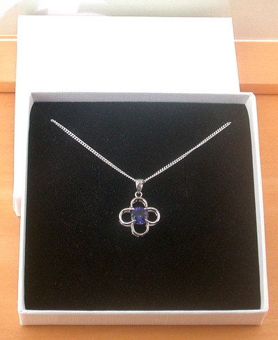 BOXED GIFT /925 Sapphire (Lab Created) Flower Pendant & Chain/Sapphire Jewelry/Silver Sapphire Necklace/Sapphire Pendant/Sapphire Gift/UK