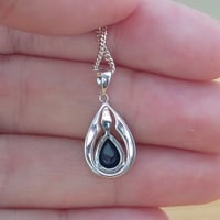 BOXED GIFT /925 Sapphire (Lab Created) & Cz Pendant & Chain/Sapphire Jewelry/Silver Sapphire Necklace/Sapphire Pendant/Sapphire Gift/UK - Thumbnail 5