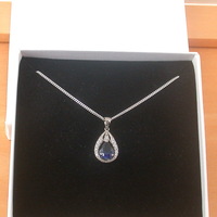 BOXED GIFT /925 Sapphire (Lab Created) & Cz Pendant & Chain/Sapphire Jewelry/Silver Sapphire Necklace/Sapphire Pendant/Sapphire Gift/UK - Thumbnail 7