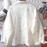 Cute graffiti printed loose doll collar long-sleeved shirt - Thumbnail 1