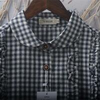 Sweet loose short-sleeved plaid blouses - Thumbnail 7