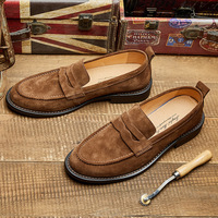 Lightweight soft sole casual breathable shoes genuine leather slip-on driving loafers - Thumbnail 1