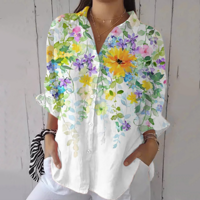 Summer casual floral daisy 3d print blouses