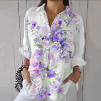 Summer casual floral daisy 3D print blouses - Thumbnail 1