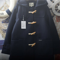 Harajuku Retro Letter Patch Large Pocket Horn Button Hooded Jacket - Thumbnail 5