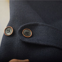 Harajuku Retro Letter Patch Large Pocket Horn Button Hooded Jacket - Thumbnail 6