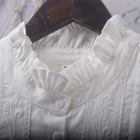 Fungus ruffled small stand collar blouses - Thumbnail 4