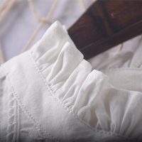 Fungus ruffled small stand collar blouses - Thumbnail 5