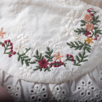 Sweet embroidered ruffled baby collar with bow tie loose blouses - Thumbnail 4