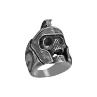 Solid Sterling Silver Greek Mythology Spartan King Leonidas Skull Ring - Thumbnail 2