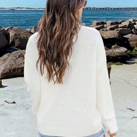 Retro street star flag pattern loose round neck pullover sweater top - Thumbnail 2