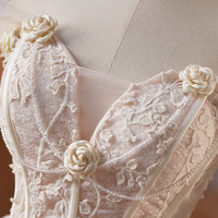 Champagne Tulle Lace Short A-Line Homecoming Party Dress - Thumbnail 2