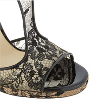 Sexy lace mesh high heels plus size sandals - Thumbnail 1