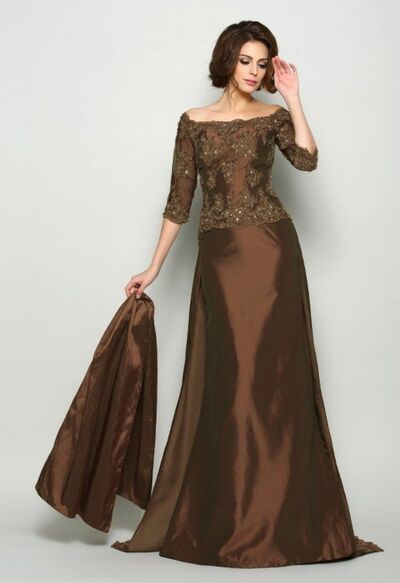 Elegant Brown Lace Mother Of The Bride/ Groom Dresses Formal Evening Dress
