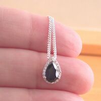 BOXED GIFT /925 Sapphire (Lab Created) & Cz Pendant & Chain/Sapphire Jewelry/Silver Sapphire Necklace/Sapphire Pendant/Sapphire Gift/UK - Thumbnail 3