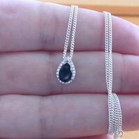 BOXED GIFT /925 Sapphire (Lab Created) & Cz Pendant & Chain/Sapphire Jewelry/Silver Sapphire Necklace/Sapphire Pendant/Sapphire Gift/UK - Thumbnail 4