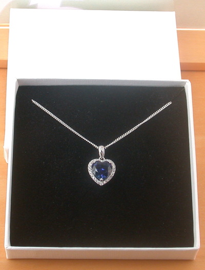 BOXED GIFT /925 Sapphire (Lab Created) & Cz Heart Pendant & Chain/Sapphire Jewelry/Silver Sapphire Necklace/Sapphire Pendant/Sapphire Gift/UK