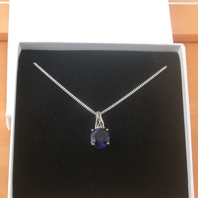  boxed gift /925 sapphire (lab created) solitaire pendant & chain/sapphire jewelry/silver sapphire necklace/sapphire pendant/sapphire gift/uk