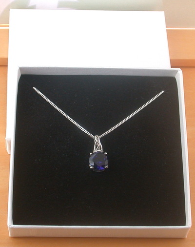  BOXED GIFT /925 Sapphire (Lab Created) Solitaire Pendant & Chain/Sapphire Jewelry/Silver Sapphire Necklace/Sapphire Pendant/Sapphire Gift/UK