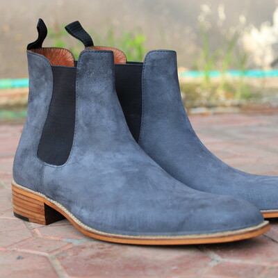 Crafted leather classic gray suede leather chelsea boot