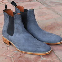 Crafted Leather Classic Gray Suede Leather Chelsea Boot - Thumbnail 1