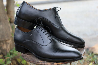 Crafted Leather Black Oxford Men Dress Shoes
