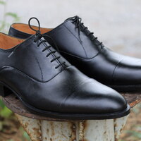 Crafted Leather Black Oxford Men Dress Shoes - Thumbnail 2