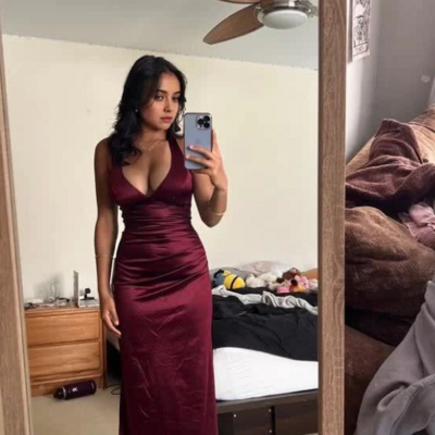 Sexy plunging v- neckline burgundy satin long prom dresses