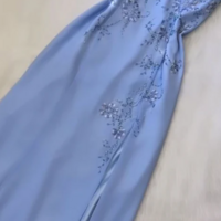 Chic Halter A Line Blue Long Prom Dress With Beading - Thumbnail 1