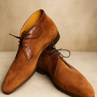 Special Edition Handmade Formal Wear Brown Chukka Boot - Thumbnail 1