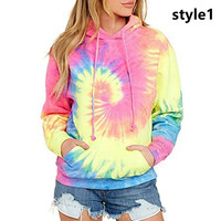 Harajuku style ice cream Star tie-dye color hooded zipper sweater coat  - Thumbnail 1