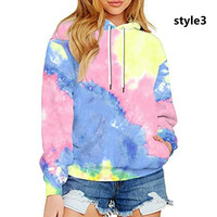 Harajuku style ice cream Star tie-dye color hooded zipper sweater coat  - Thumbnail 3