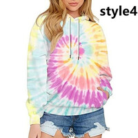 Harajuku style ice cream Star tie-dye color hooded zipper sweater coat  - Thumbnail 4