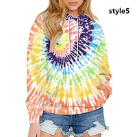 Harajuku style ice cream Star tie-dye color hooded zipper sweater coat  - Thumbnail 5
