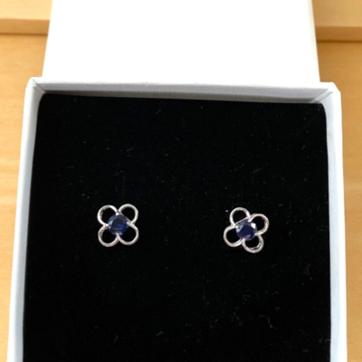 Boxed gift/925 sapphire (lab created) stud earrings/daisy sapphire studs/sapphire jewellery/sapphire jewelry/sapphire jewelery/september birthstone