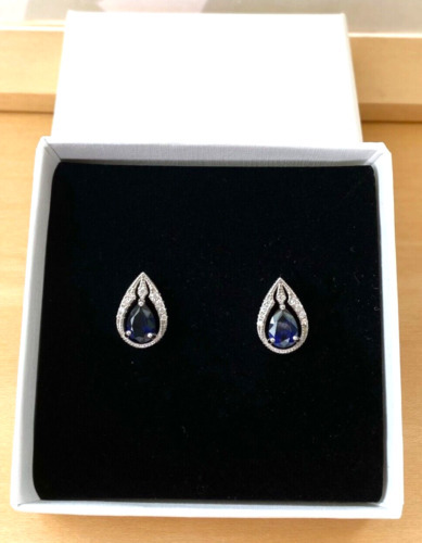 BOXED GIFT/Sterling Silver Sapphire (Lab Created) Stud Earrings/Sterling Silver Sapphire Earrings UK/Sapphire Jewelry/Sapphire Jewellery/September