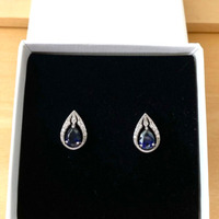 BOXED GIFT/Sterling Silver Sapphire (Lab Created) Stud Earrings/Sterling Silver Sapphire Earrings UK/Sapphire Jewelry/Sapphire Jewellery/September - Thumbnail 7