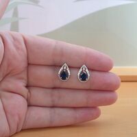 BOXED GIFT/Sterling Silver Sapphire (Lab Created) Stud Earrings/Sterling Silver Sapphire Earrings UK/Sapphire Jewelry/Sapphire Jewellery/September - Thumbnail 3